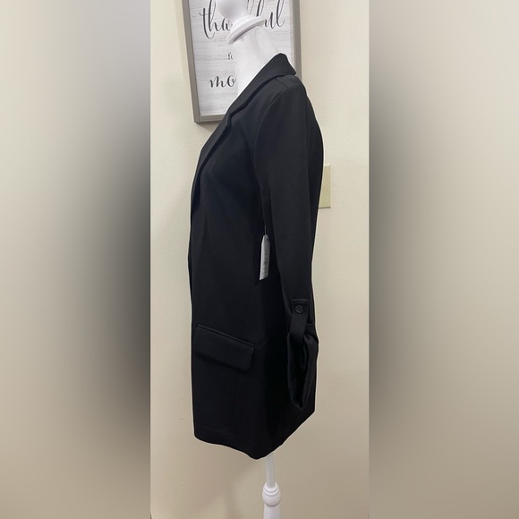 Women's Relaxed Fit Button Front Ponte Blazer with Adjustable Sleeves Black. NWT - Picture 10 of 17
